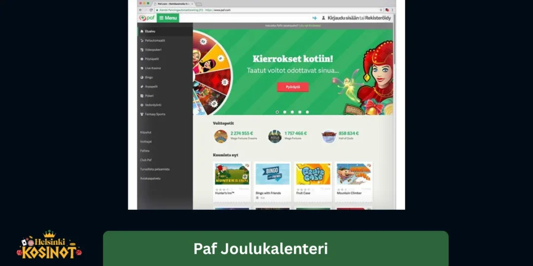 Paf joulukalenteri 2026 – bonus, ehdot ja vinkit 